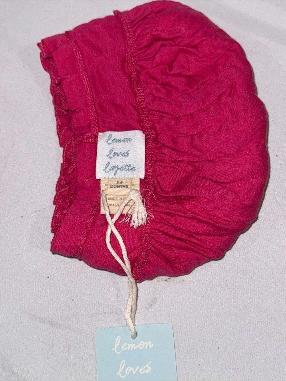 Lemon Loves Layette Hot Pink Rosette Beanie Hat 3 - 6 Months Boutique Baby NWT